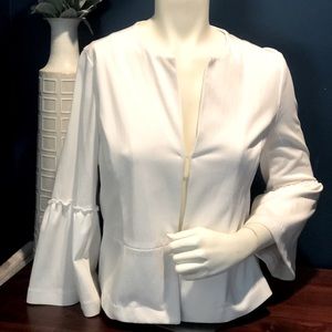 White Accent Jacket with Belle Sleeves, Size Small